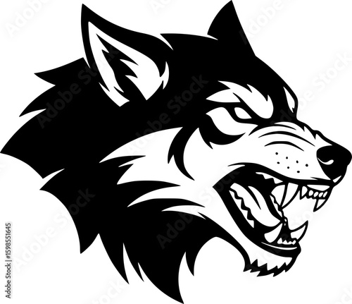 Wolf head werewolf halloween monster logo black silhouette
