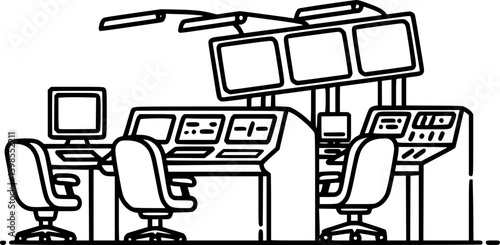 Mission control center outline icon vector
