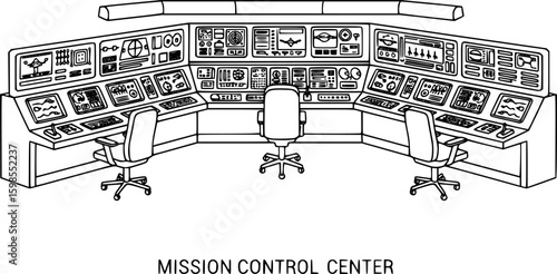 Mission control center outline icon vector
