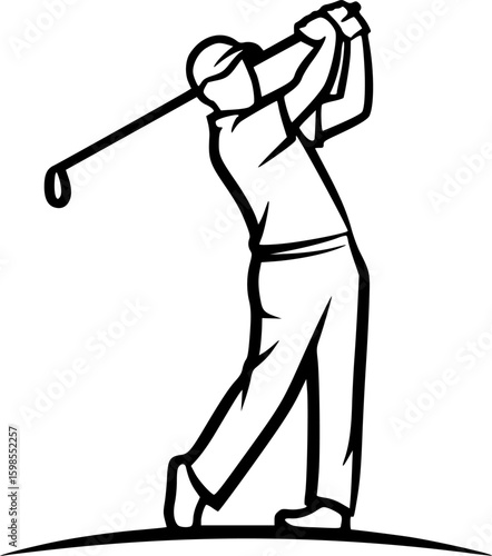 Golf player golfer swinging silhouette logo vector
