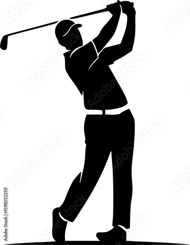Golf player golfer swinging silhouette logo vector
