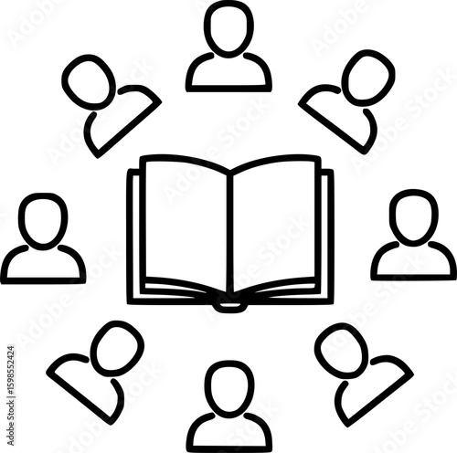Book club discussion circle outline icon vector
