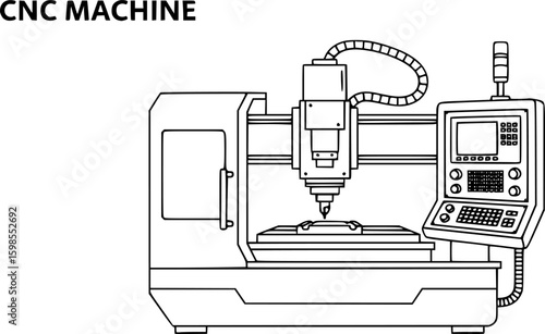 Cnc machine outline icon vector
