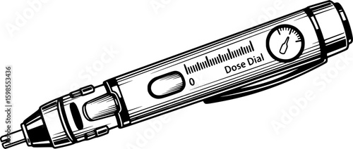 Diabetes insulin pen with dose dial icon
