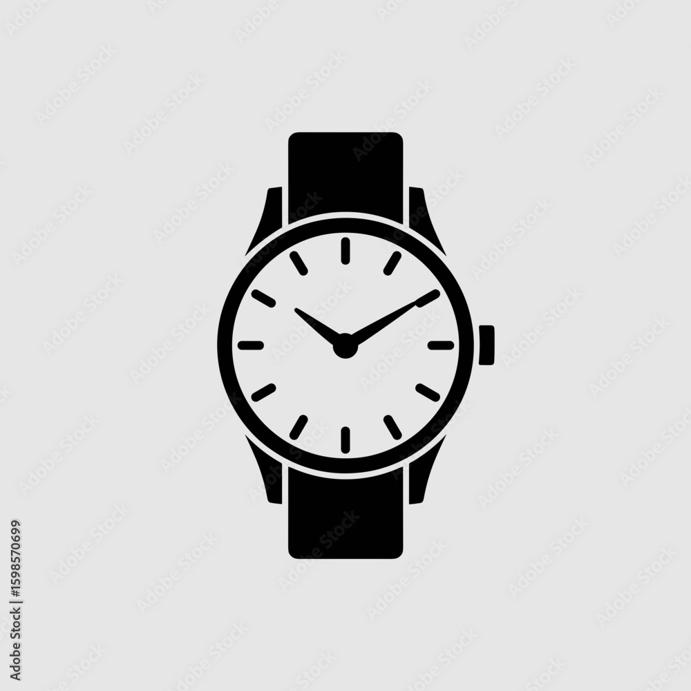 Elegant Wristwatch Icon Simple Black Watch Design Illustration Elegant Wristwatch Icon Simple Black Watch Design Illustration
