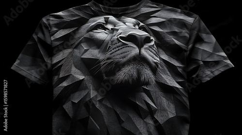 Geometric Lion T-Shirt Design Monochrome Apparel Featuring a Low Poly Lion