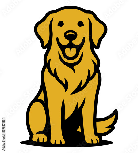 Smiling brown labrador puppy vector illustration with a bone