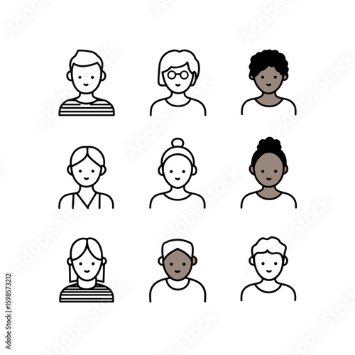 Diverse people avatars icon set for inclusion and community
