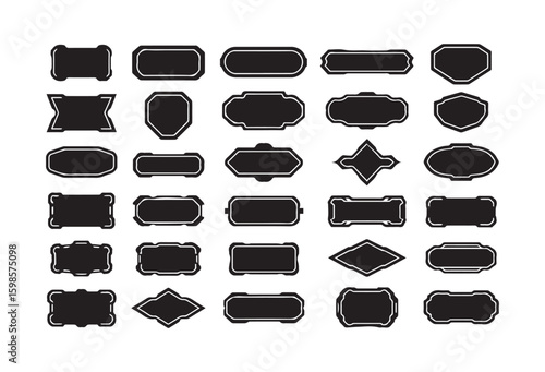 Collection of black ticket stubs with diverse cutting and design styles.