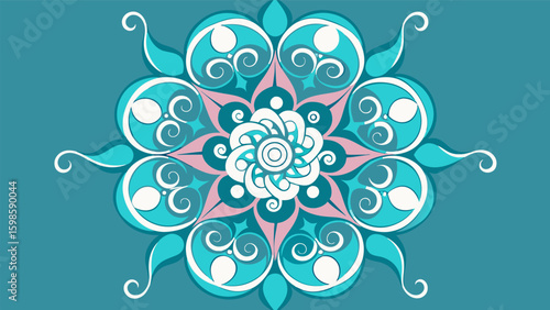 A mandala with intricate swirls and curves symbolizing the interconnectedness of all things and aiding in mental clarity.. Vector illustration