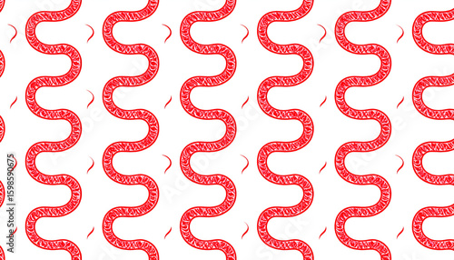 Red Snake Pattern Seamless Design.