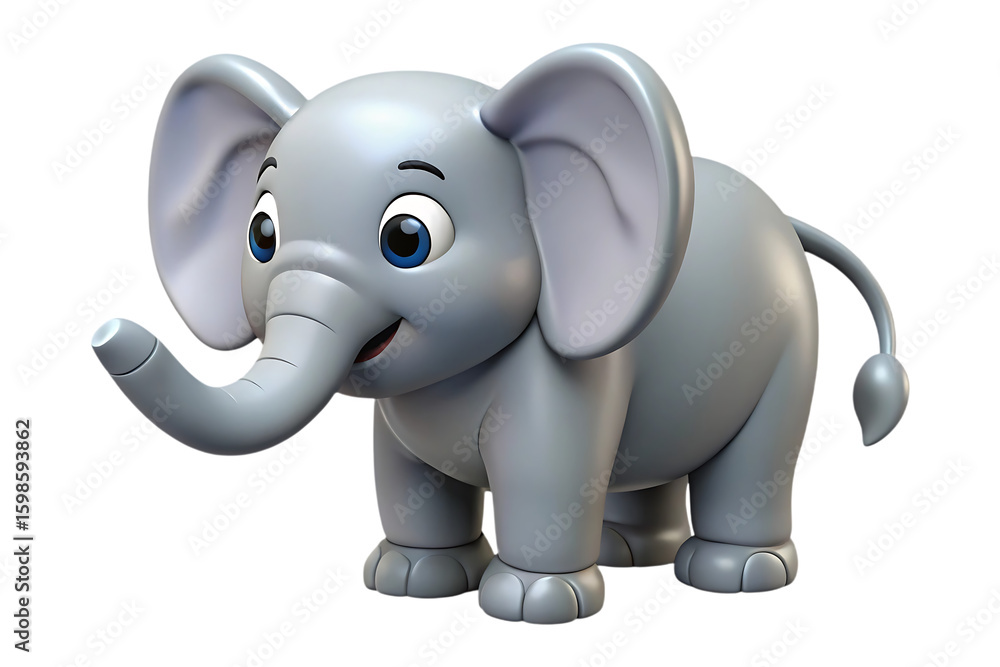 Naklejka premium Cute cartoon elephant with blue eyes isolated on a transparent background