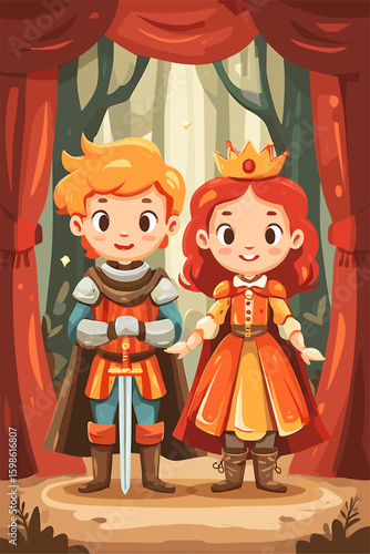 Charming Princess and Courageous Knight in Fairytale Scene