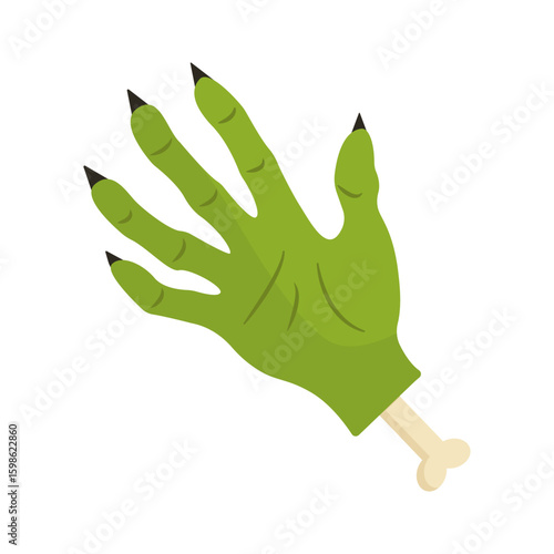 Zombie monster hand with claws. Halloween flat vector illustration isolated.