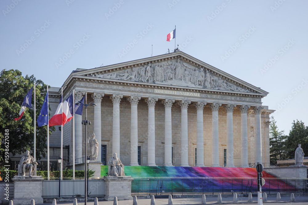 Naklejka premium Palais Bourbon, French National Assembly Building (Assemblée Nationale), Neoclassical Architecture, Paris, France