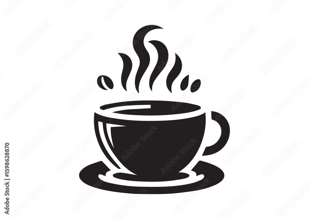 Obraz premium Hot Coffee Cup silhouette vector illustration