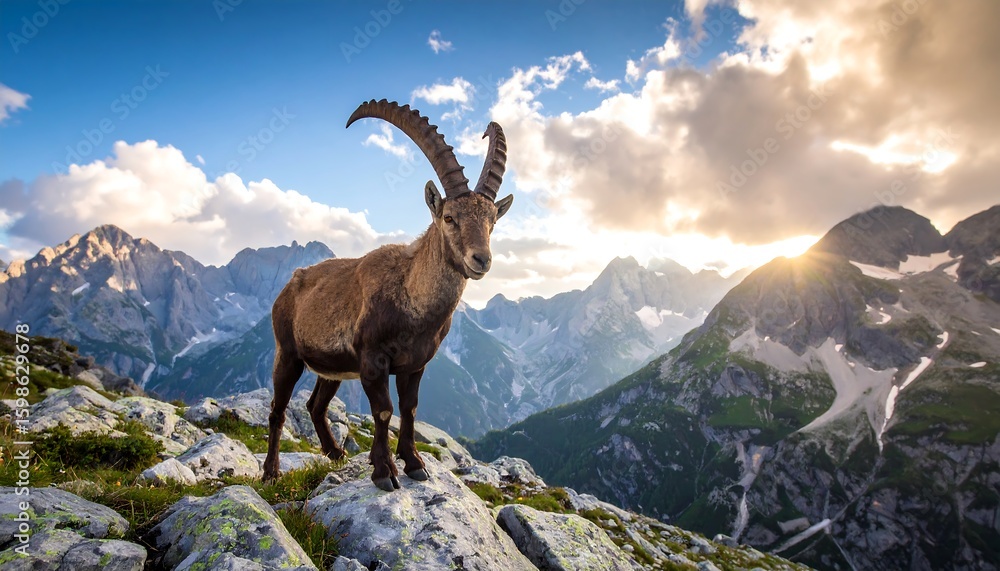 Obraz premium Majestic ibex on mountain peak