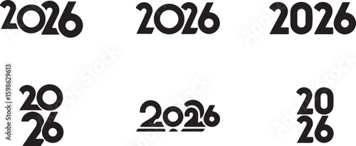 Stylized numbers year twenty six typography graphic design
