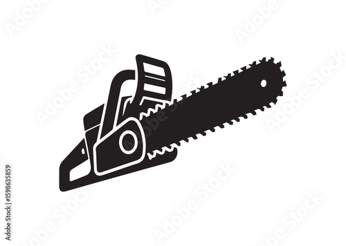 black chainsaw on white background clip art preview