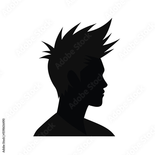 Modern man silhouette with spiky hair and taper fade hairstyle