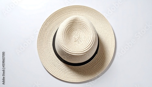 Top-down view of a straw hat