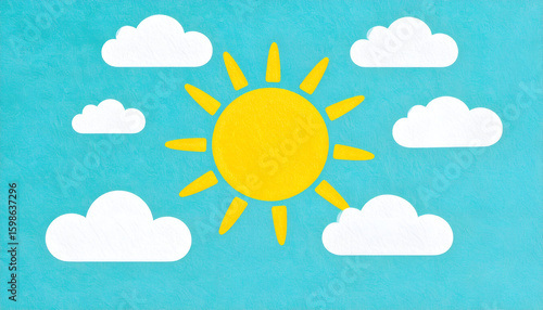 Sunny Sky with Paper Clouds.