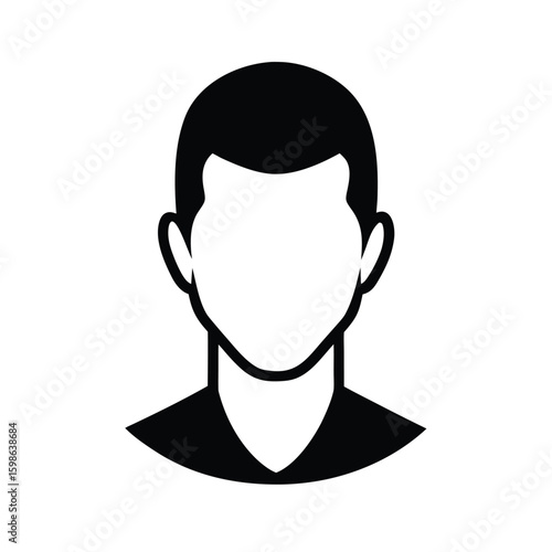 Clean buzz cut head silhouette for advertising and branding