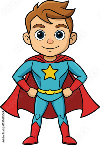Young Boy Superhero Costume with Cape and Star Emblem new 2025 trendy