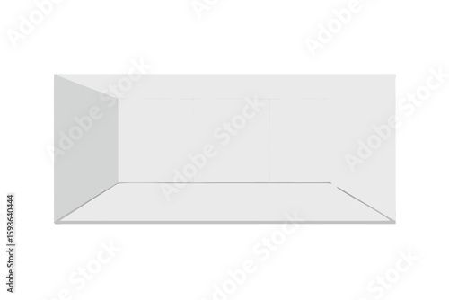Empty white room with subtle shadows and perspective lines
