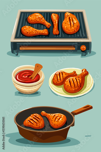 Delicious Grilled Chicken Drumsticks with Sauce and Marinade