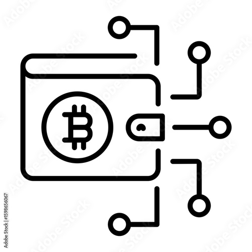 An outline style icon depicting crypto wallet