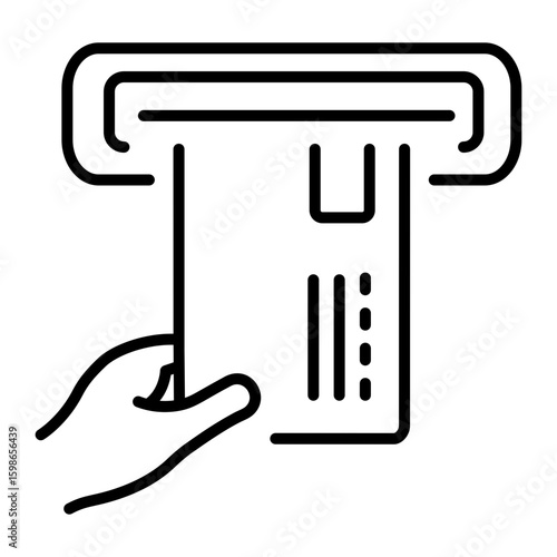 An outline style icon depicting card withdraw