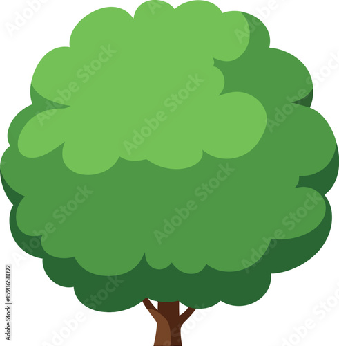 Lush green tree with brown trunk foliage