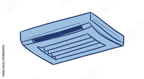 air conditioner ceiling vent illustration in minimalist blue style  