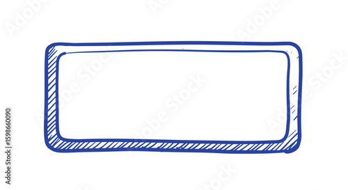 fluorescent light tube end. Hand-drawn rectangular frame in blue sketch style  