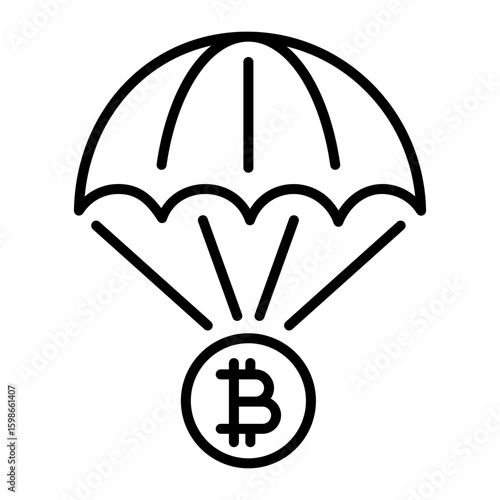 An outline style icon depicting bitcoin dropping
