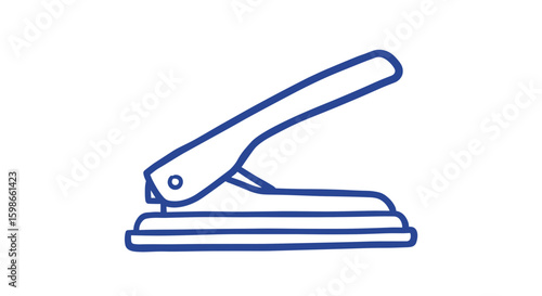  three-hole punch lever. Office stapler in minimalist outline design on white background  