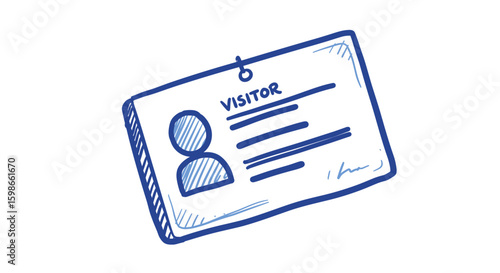visitor pass sticker. Visitor identification badge with blank space and clip for attachment  