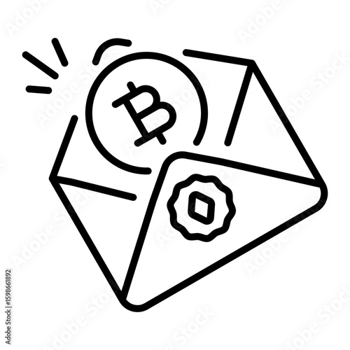 A linear style icon representing crypto mail