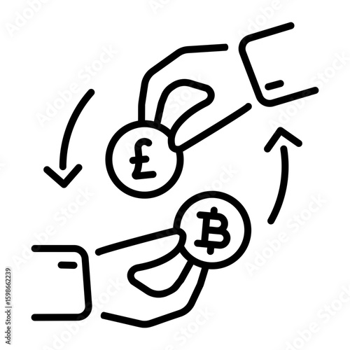 An outline style icon depicting token exchange