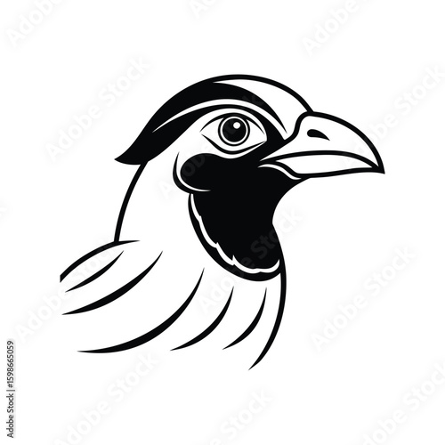 a trogon bird head line art silhouette vector illustration on white background