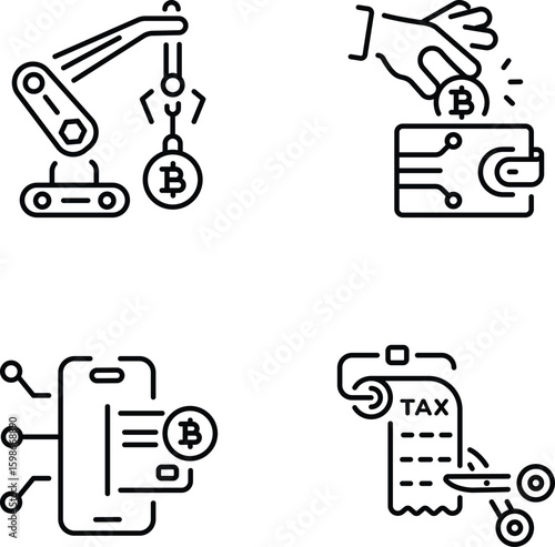 Pack of Crypto Art Line Style Icons 

