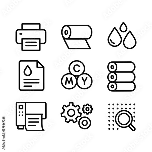 Commercial printing vector icons collection. Outline symbols. Line design Free Download Commercial printing vector icons collection. Outline symbols. Line design - GFXLoad