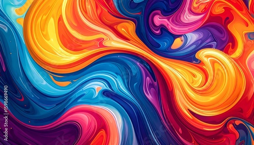 Vibrant swirling abstract paint colors