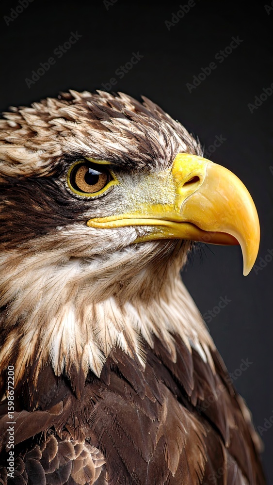 Obraz premium close up photo of eagle face, on a black background