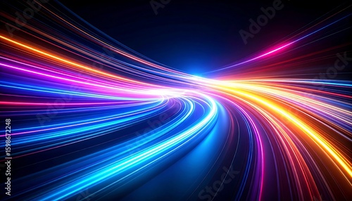 Vibrant, swirling, light trails speed