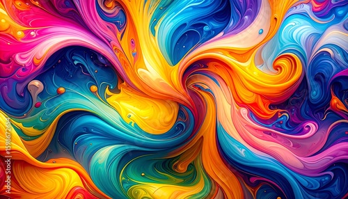Vibrant swirling paint explosion