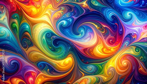 Vibrant swirling paint swirls in chaotic motion