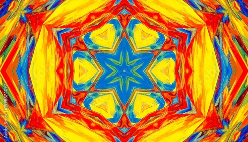 Vibrant, symmetrical kaleidoscope pattern