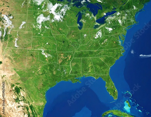 Detailed satellite image of the United States